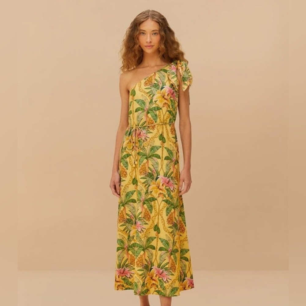 Farm Rio Tropical Paradise One Shoulder Maxi Dress. NWT Sz S